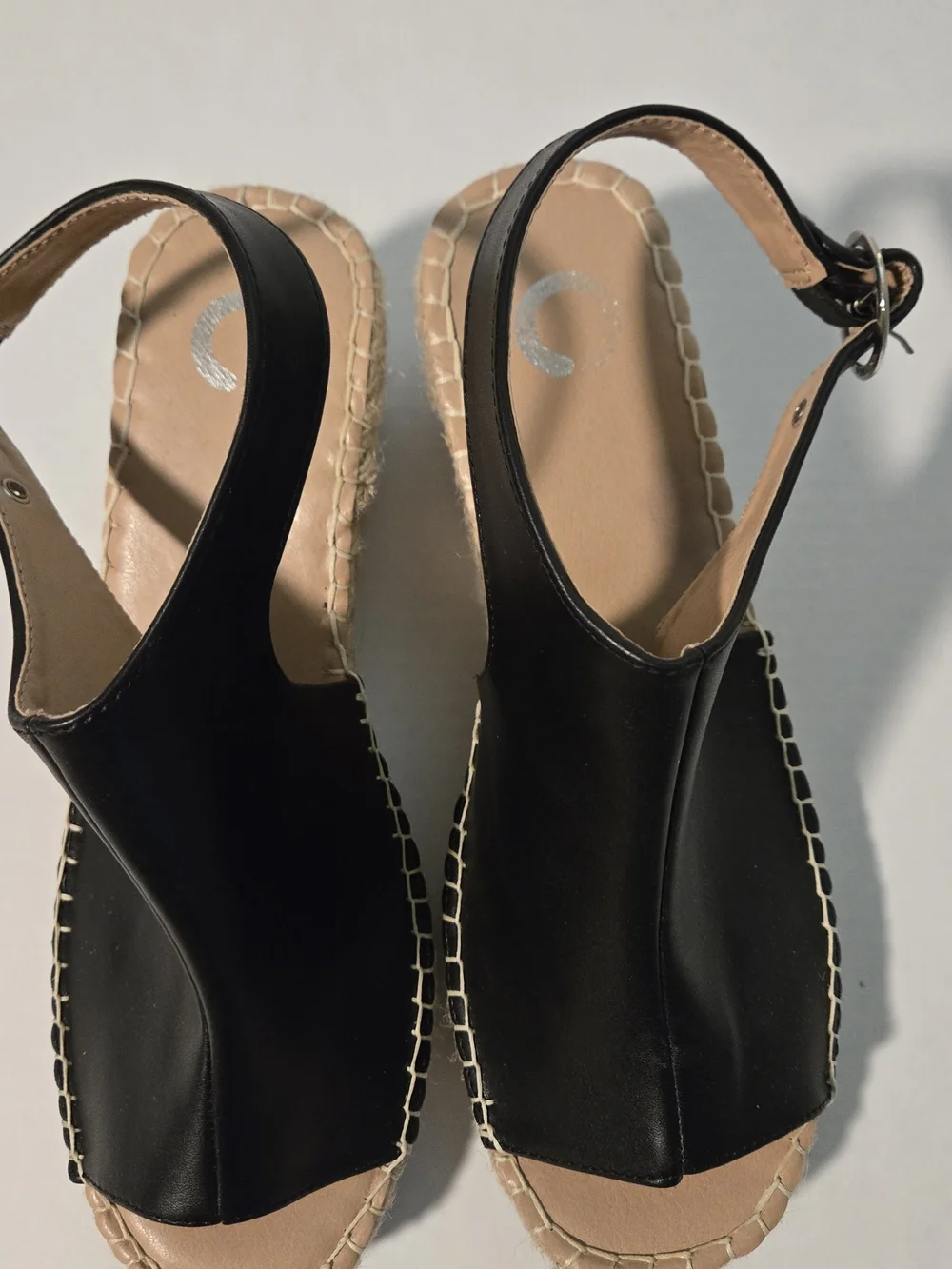 Journee Collection Black T-Strap Espadrille Wedge Sandals